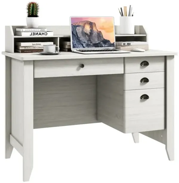 Vintage Computer Desk with Storage Shelves and 4 Drawers