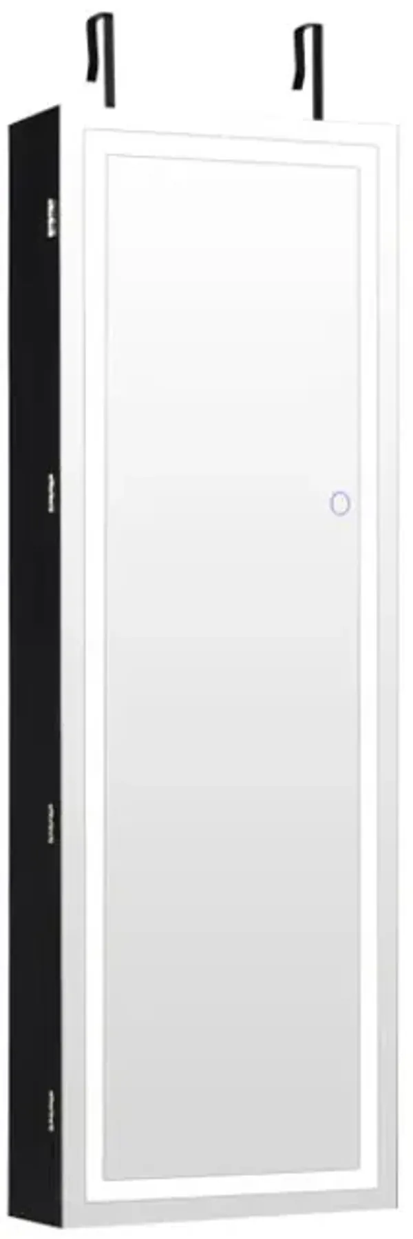 Mirrored Jewelry Armoire with Full Length Mirror and 2 Internal LED Lights