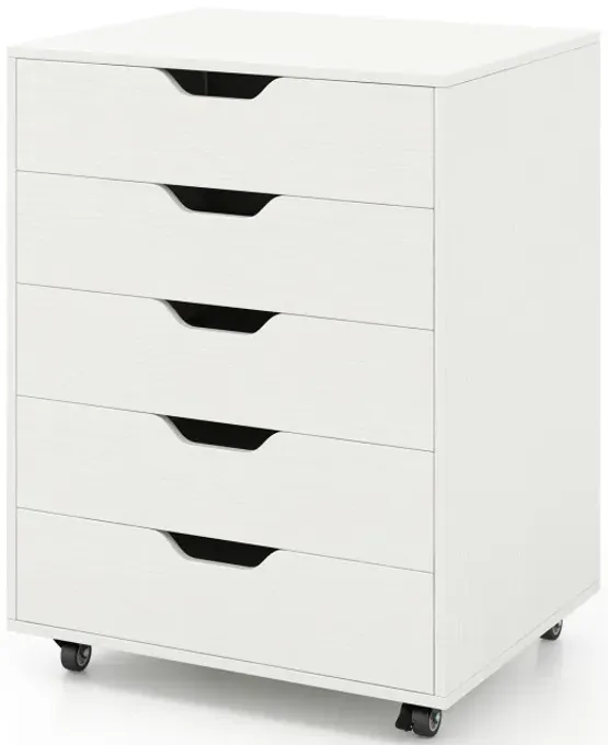 5 Drawer Mobile File Cabinet with Wheels for Living Room