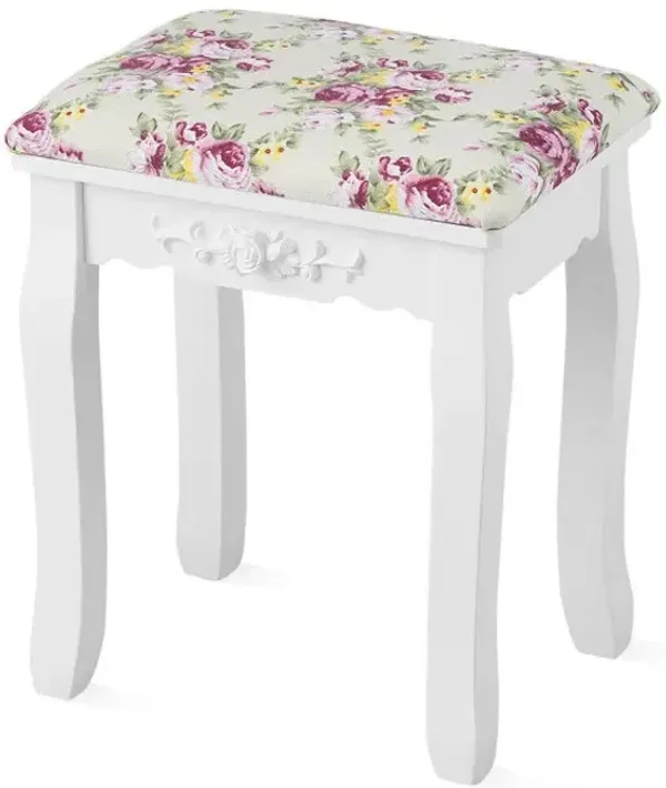 Makeup Dressing Table and Bench 3 Drawers and Cushioned Stool for Girls