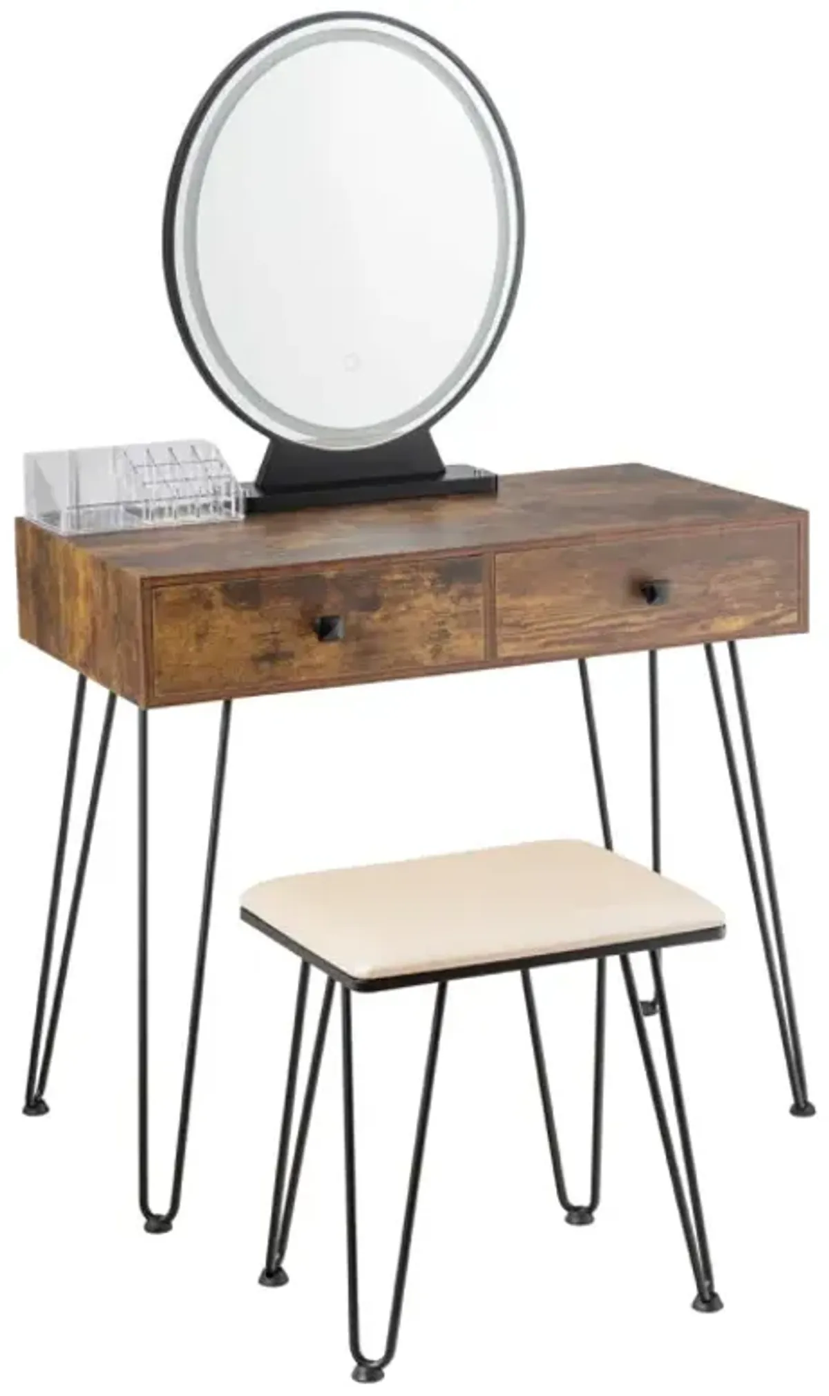 Industrial Makeup Dressing Table with 3 Lighting Modes
