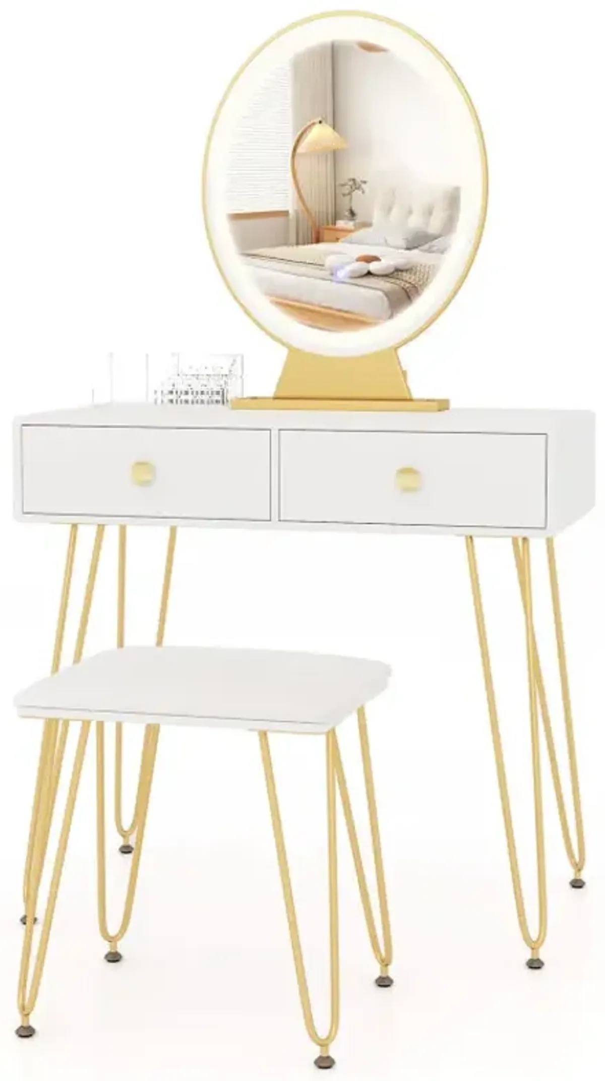 Industrial Makeup Dressing Table with 3 Lighting Modes