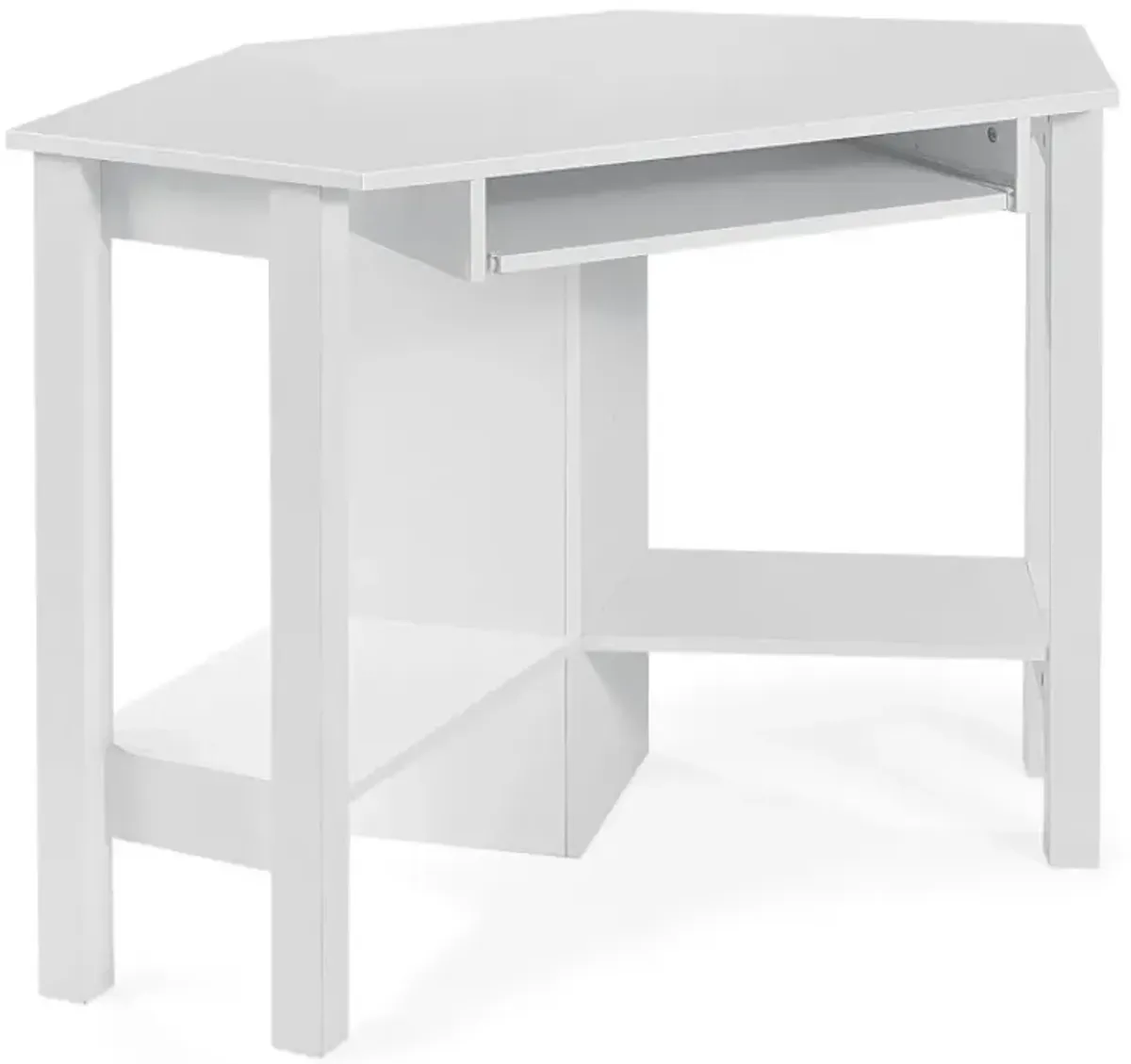 Wooden Study Computer Corner Desk with Keyboard Tray