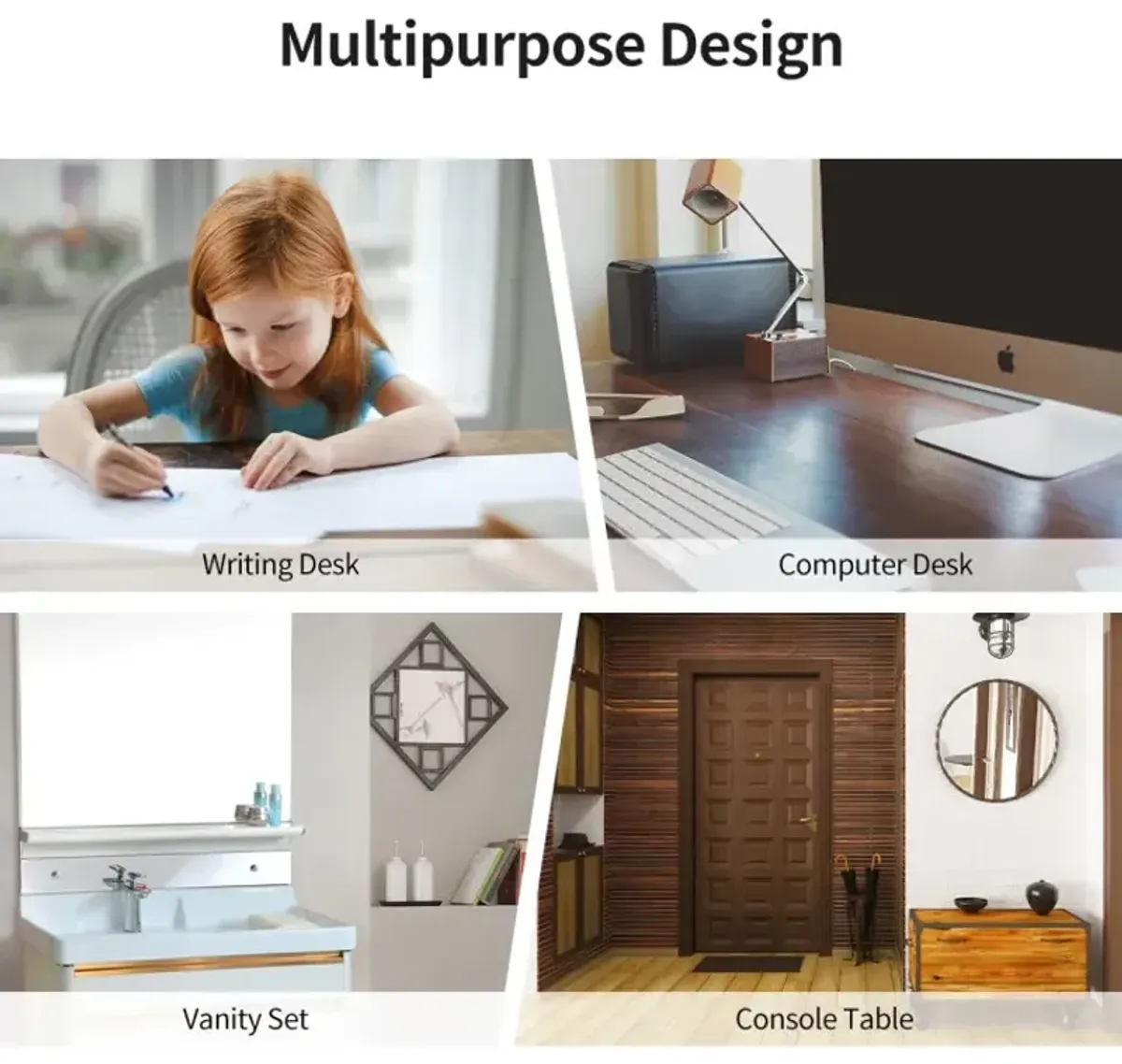 Writing Desk 2-Tier Vanity Desk Computer Desk with 4 Drawers