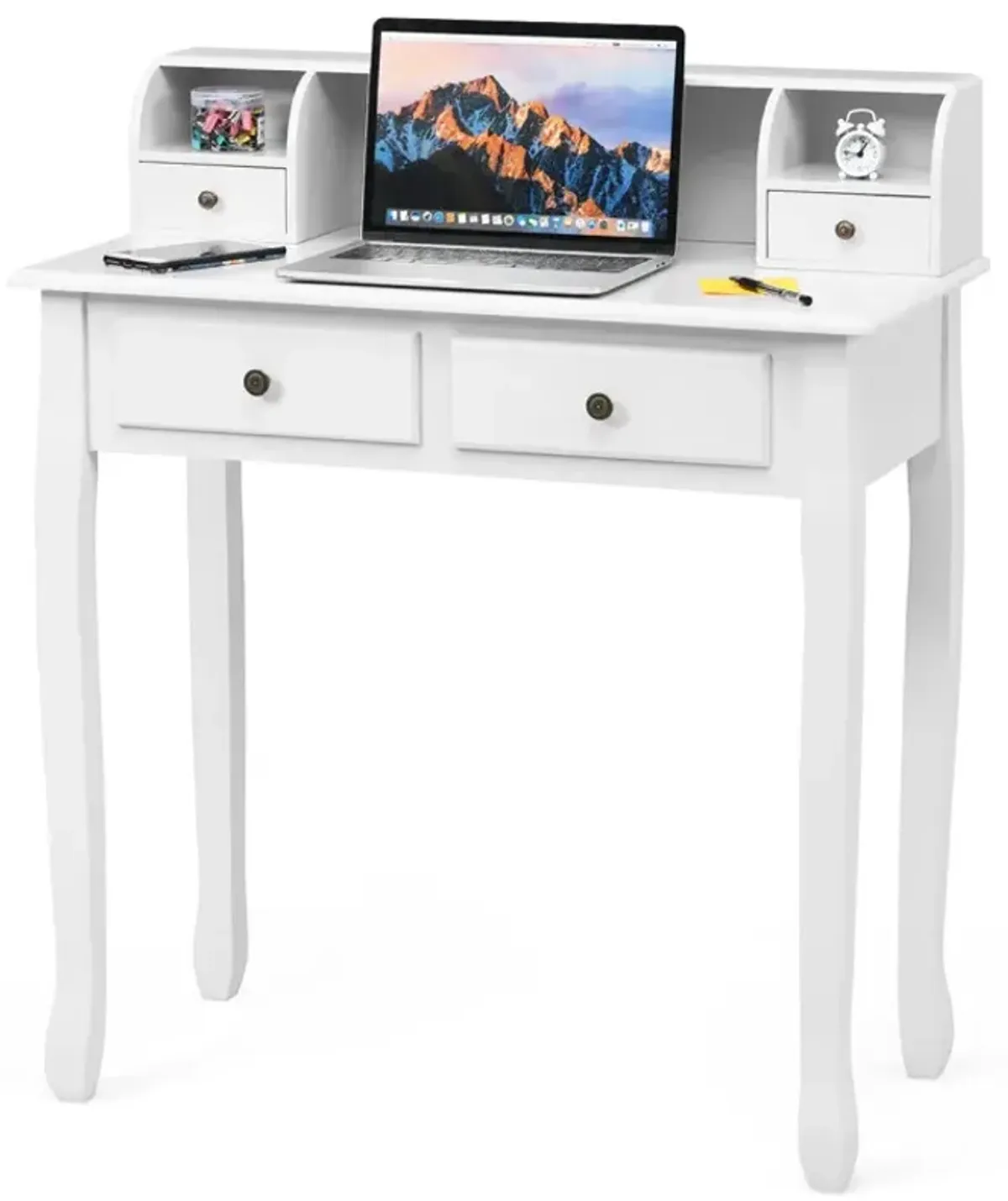 Writing Desk 2-Tier Vanity Desk Computer Desk with 4 Drawers