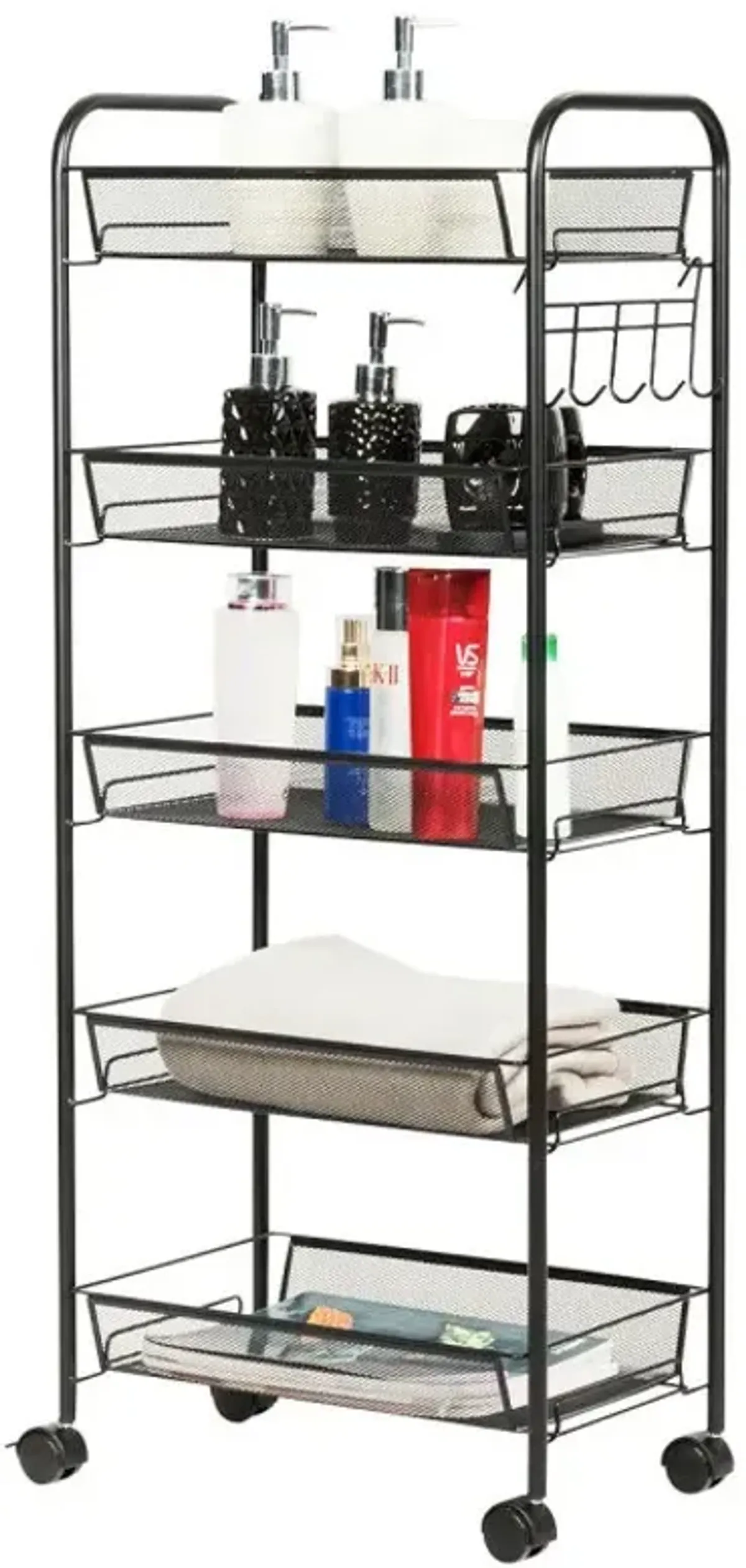 5 Tier Mesh Rolling File Utility Cart Storage Basket