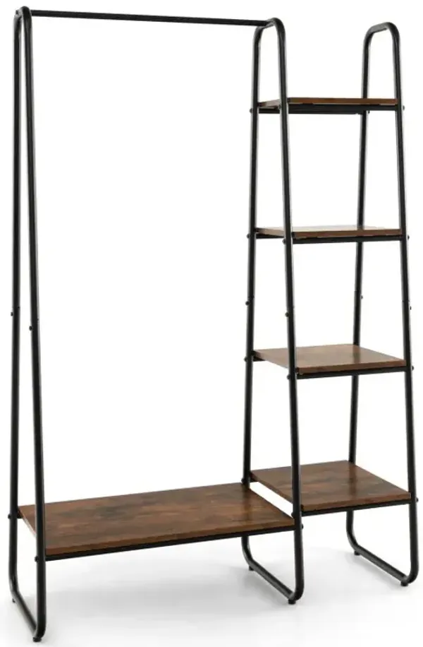 Clothes Rack Free Standing Storage Tower with Hanging Bar