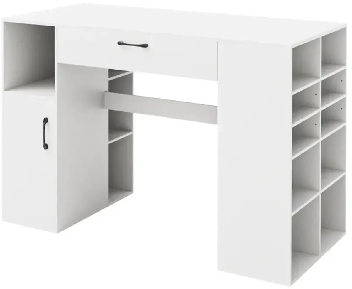 Counter Height Sewing Craft Table Computer Desk with Adjustable Shelves and Drawer