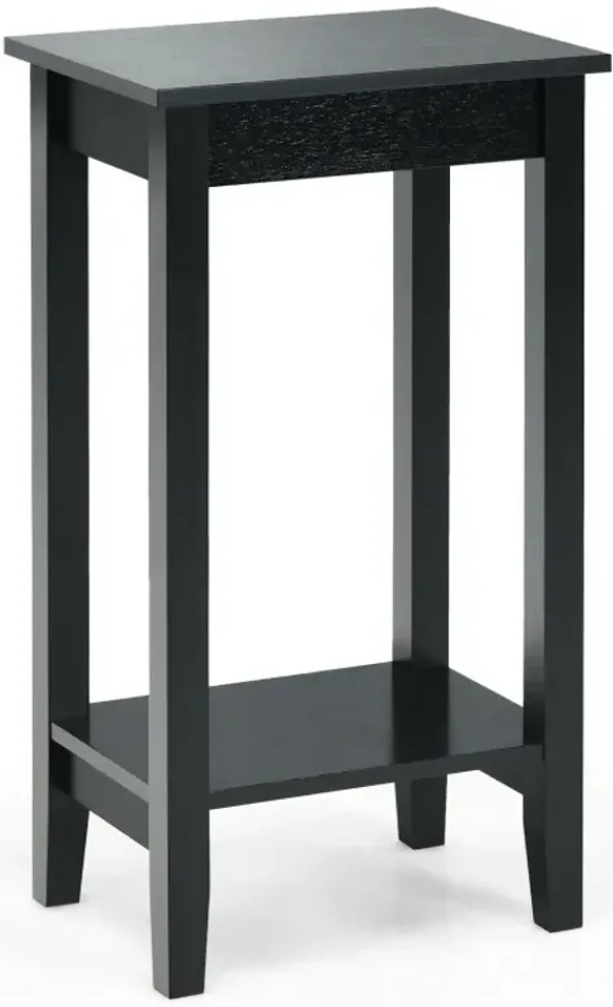 2-Tier Nightstand End Side Wooden Legs Table for Bedroom