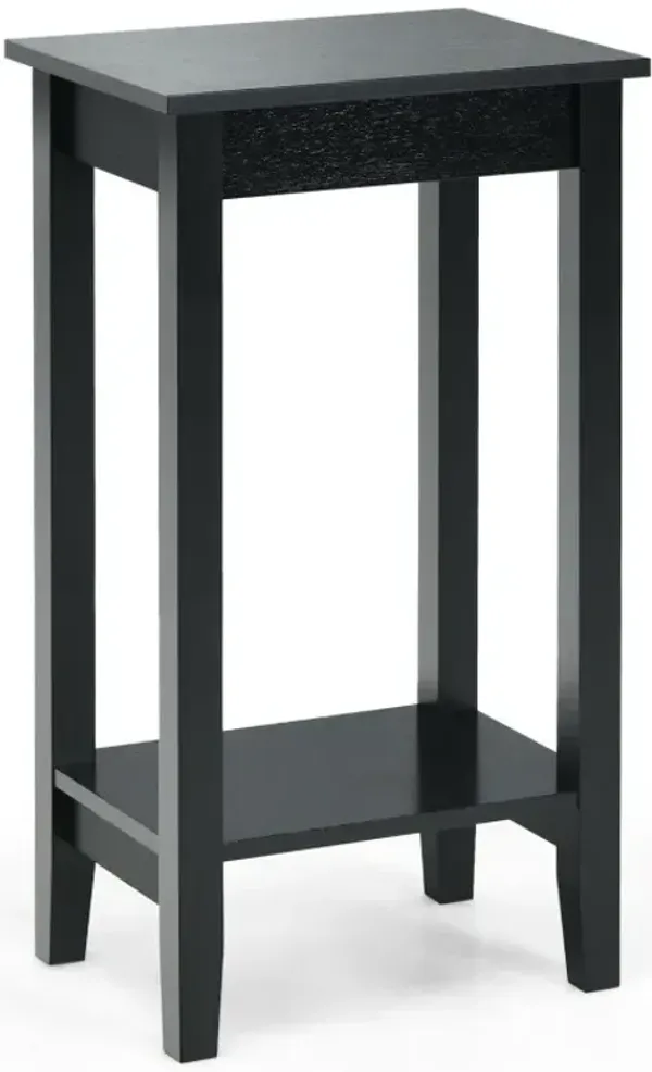 2-Tier Nightstand End Side Wooden Legs Table for Bedroom