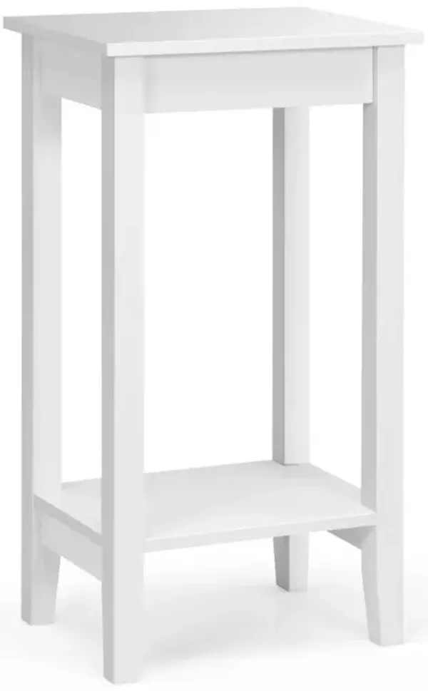 2-Tier Nightstand End Side Wooden Legs Table for Bedroom