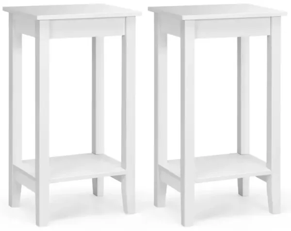 Set of 2 Versatile 2-Tier End Tables with Storage Shelf