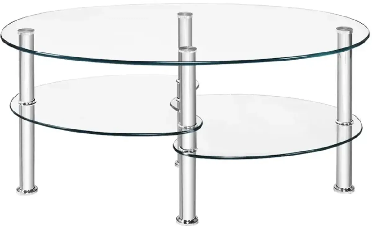 Tempered Glass Oval Side Coffee Table