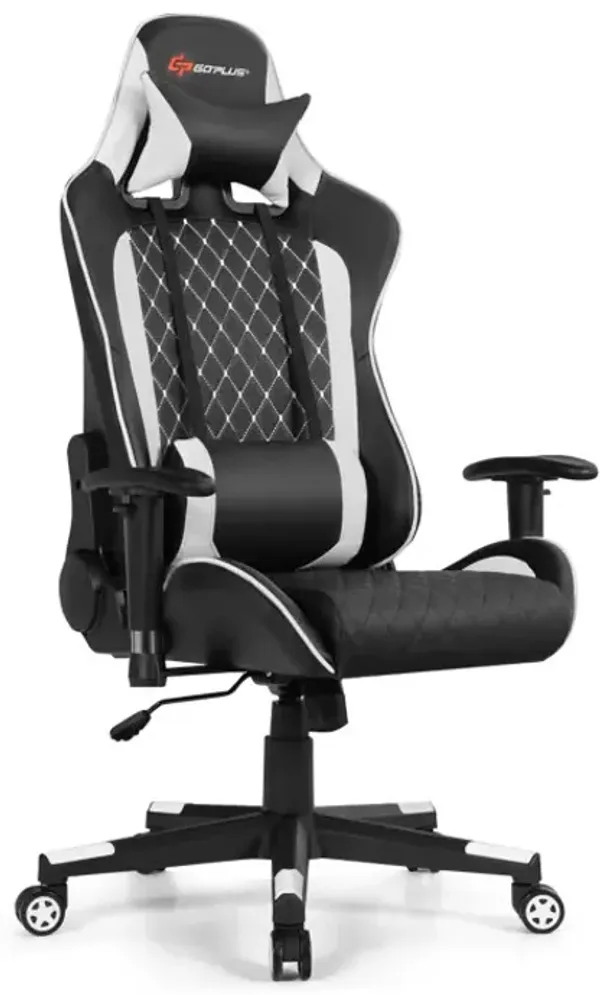 Massage Gaming Chair with Lumbar Support and Headrest