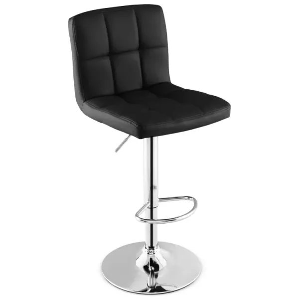 Armless PU Leather Bar Stool with Adjustable Height and Swivel Seat
