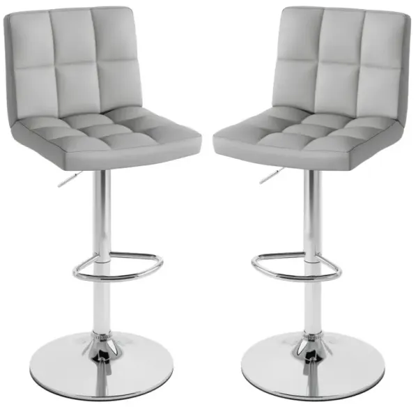 Set of 2 Square Swivel Adjustable Bar Stools with Back and Footrest