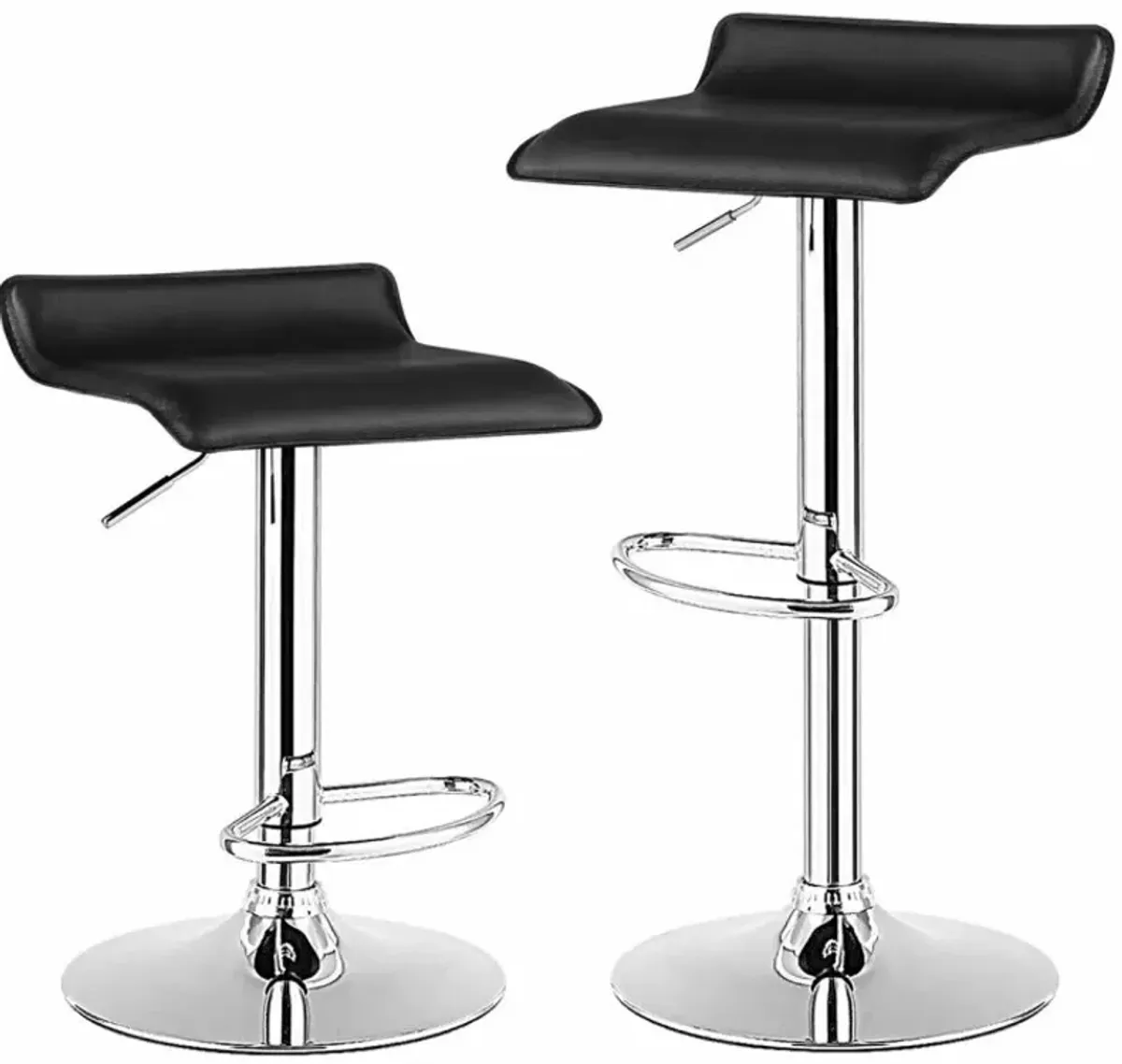 Set of 2 Modern Design Adjustable PU Leather Backless Bar Stools