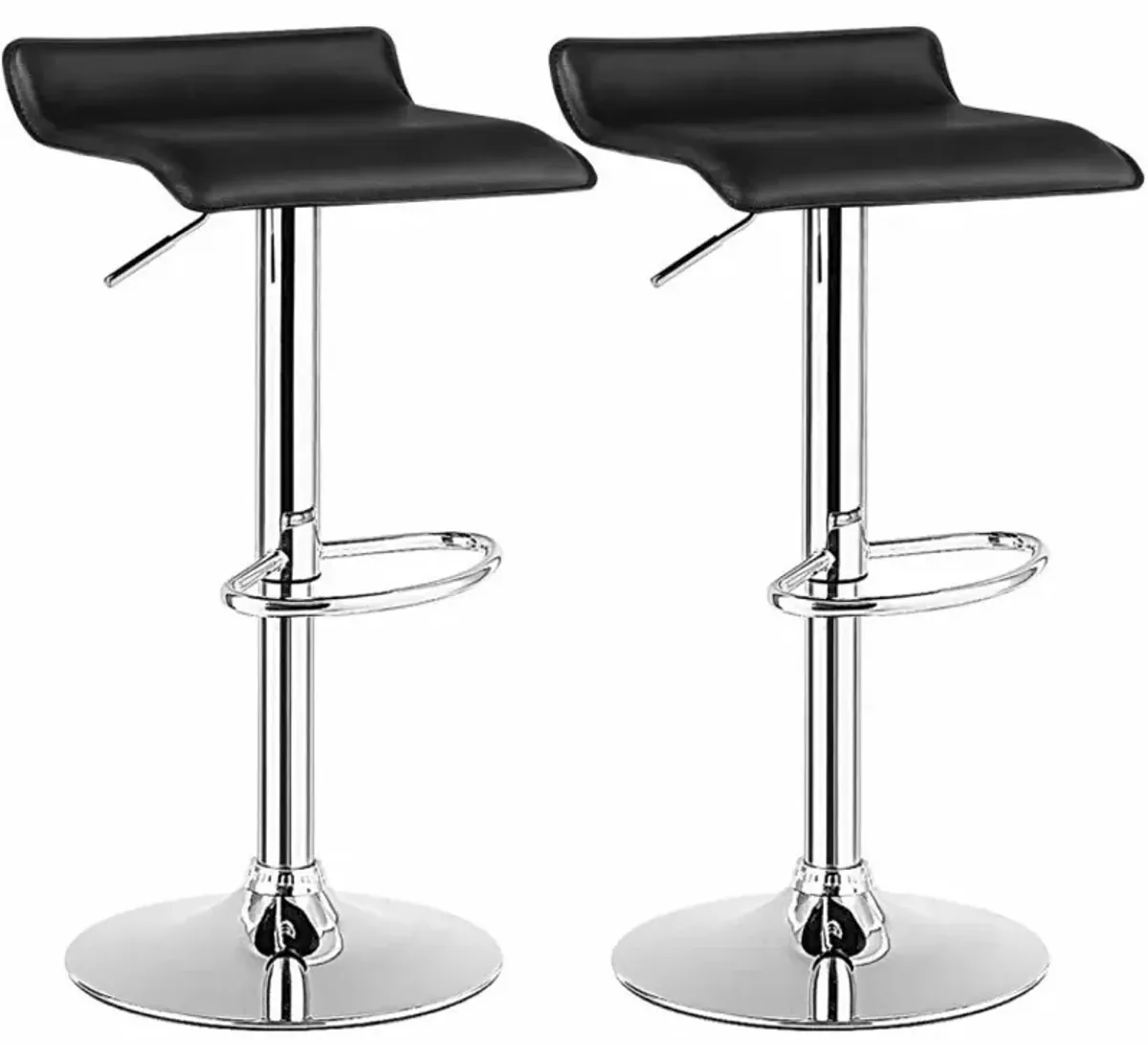 Set of 2 Modern Design Adjustable PU Leather Backless Bar Stools