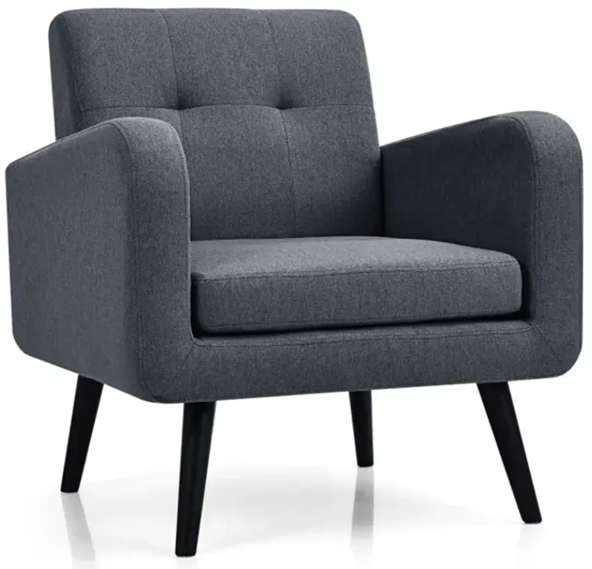 Modern Upholstered Comfy Accent Chair with Rubber Wood Legs