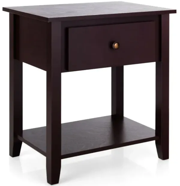 Nightstand with Drawer and Storage Shelf for Bedroom