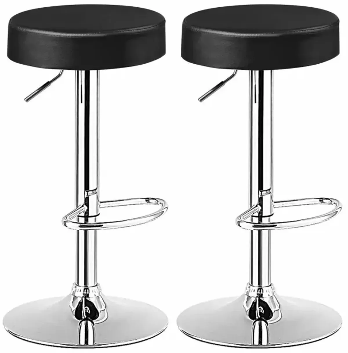 Set of 2 Adjustable Swivel Round Bar Stool  Pub Chairs