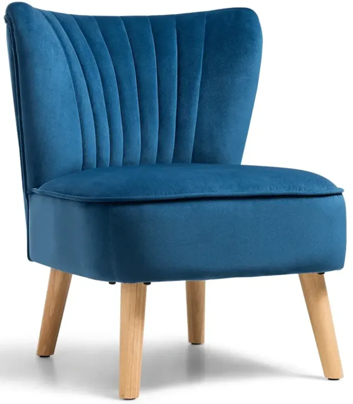 Modern Armless Velvet Accent Chair with Wood Legs