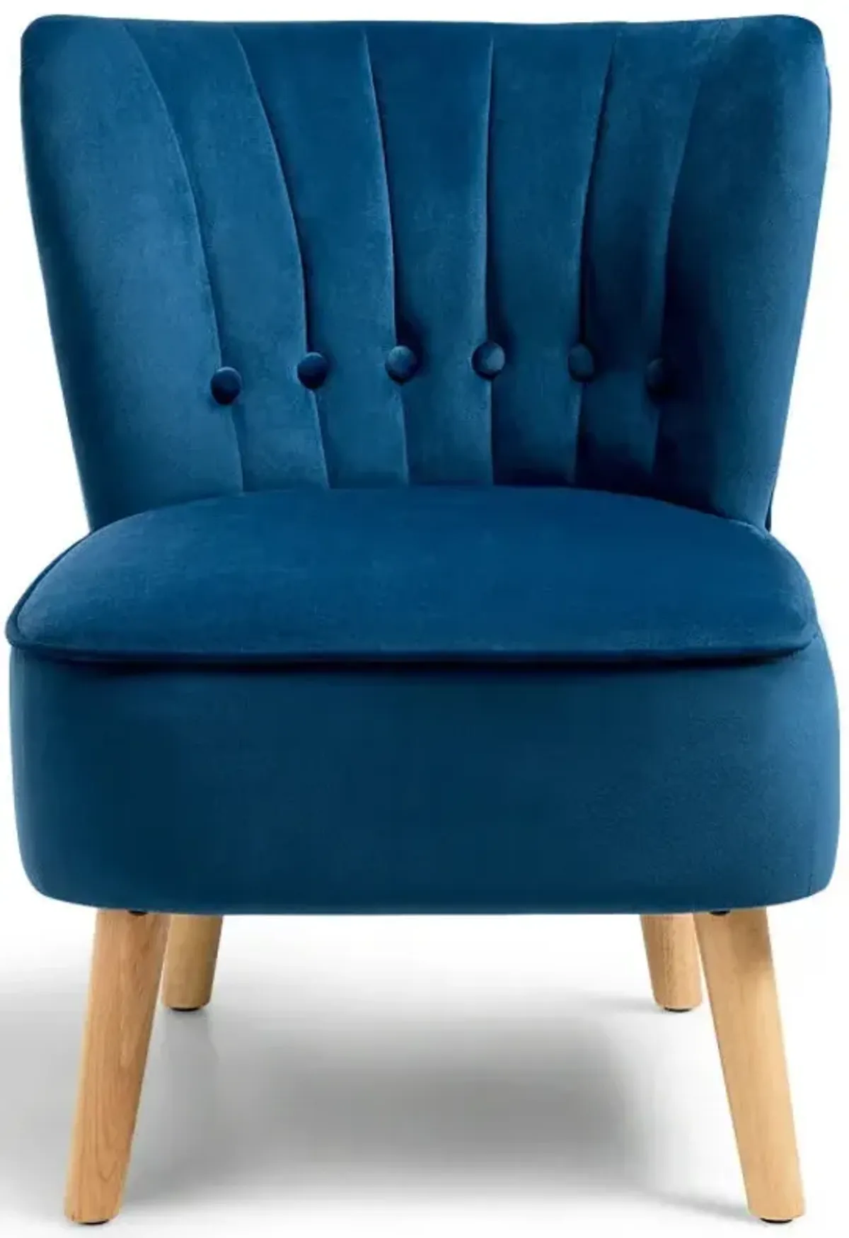 Modern Armless Velvet Accent Chair with Button Tufted and Wood Legs