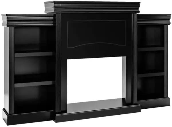 70 Inch Modern Fireplace Media Entertainment Center with Bookcase