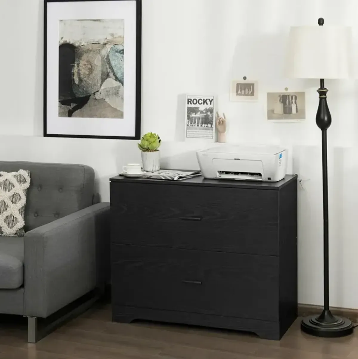 2-Drawer Lateral File Cabinet with Adjustable Hanging Bars for Home and Office