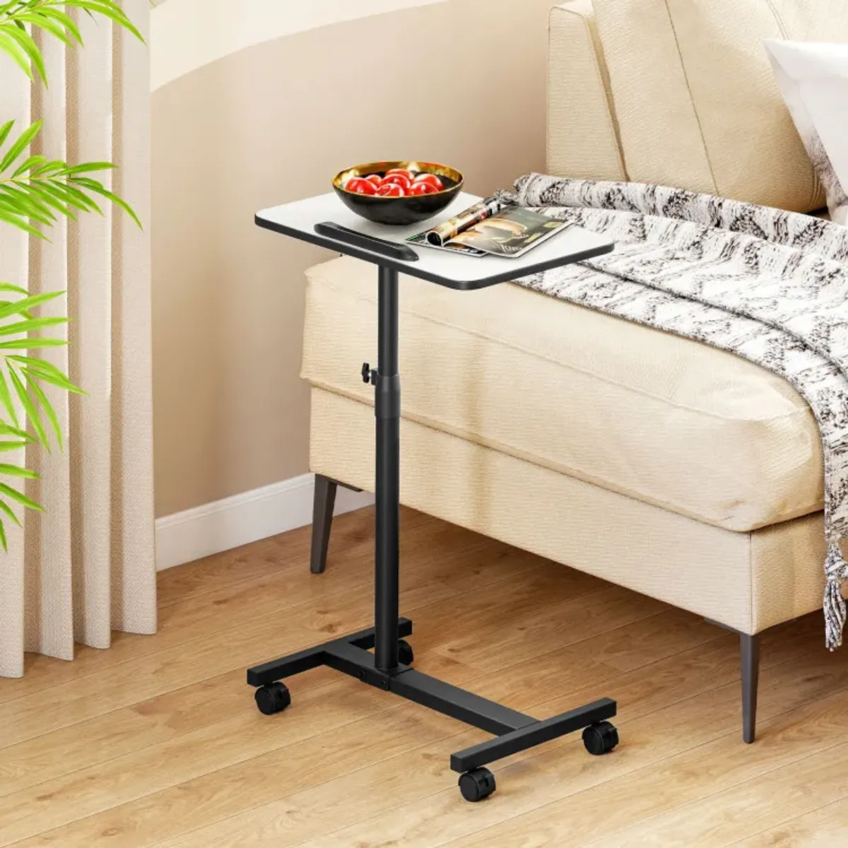 Over Bed Food Tray Small Rolling Computer Table