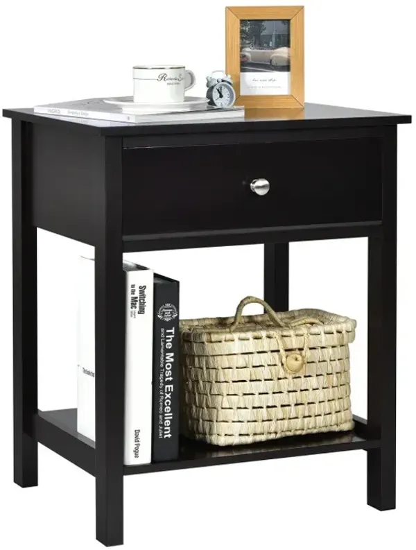 Wooden Storage Shelf with Drawer for Bedroom and Living Room