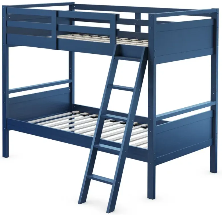 Twin Over Twin Bunk Bed with Ladder and Guard Rail