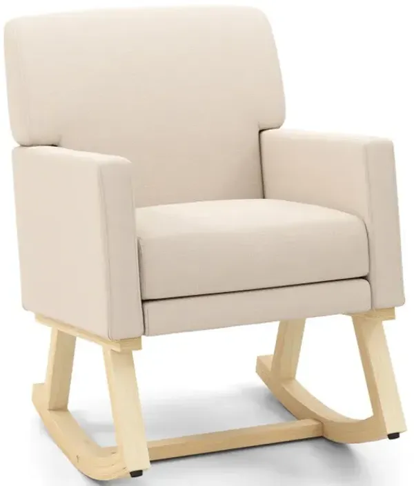 Upholstered Rocking Chair with and Solid Wood Base