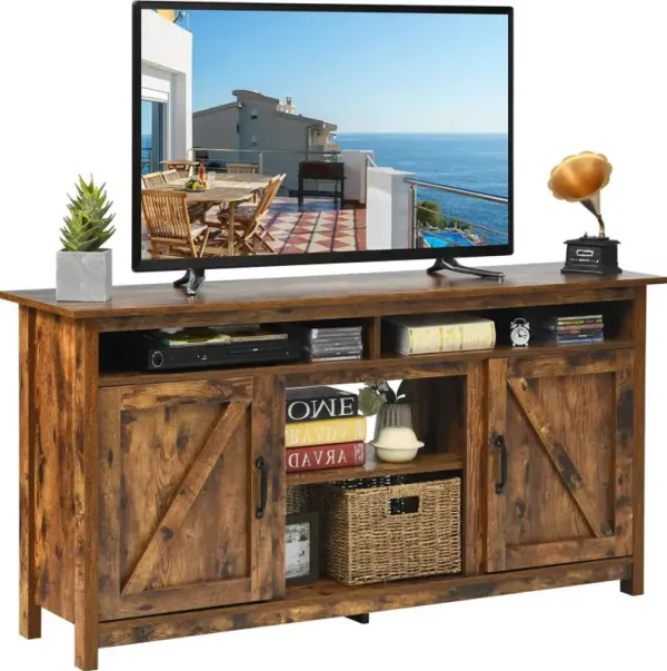 60 Inch Industrial Fireplace TV Stand with Shelve and Cabinet for TVs Up to 65 Inches