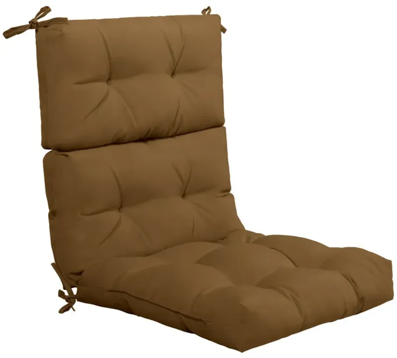 Tufted Patio High Back Chair Cushion with Non-Slip String Ties