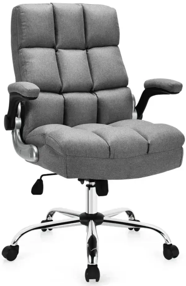 Adjustable Swivel Office Chair with High Back and Flip-up Arm for Home and Office