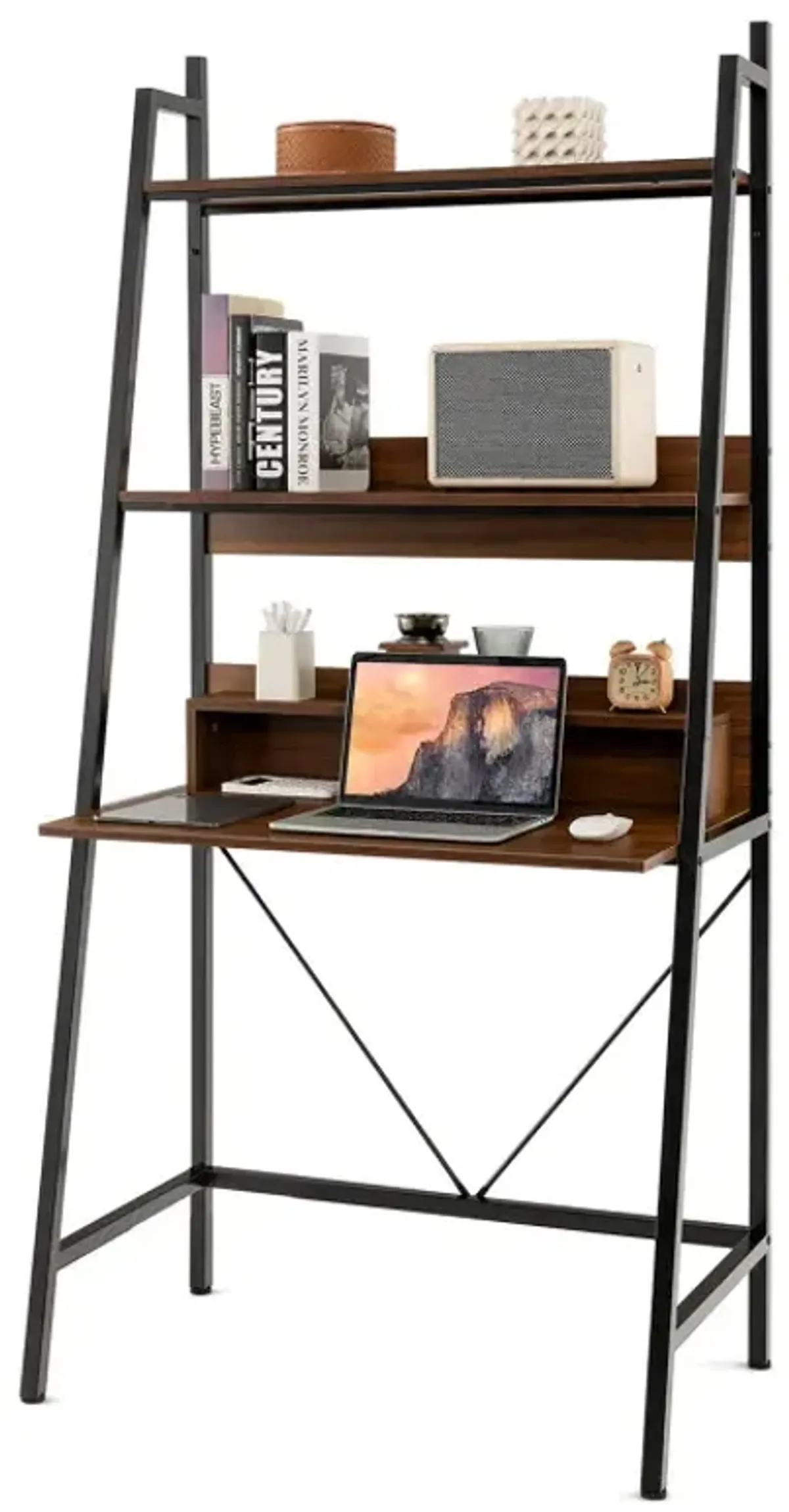 71” High Freestanding Laptop Desk with Open Shelves for Living Room Bedroom Study