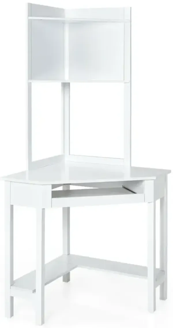 Corner Computer Desk with Hutch and Storage Shelves