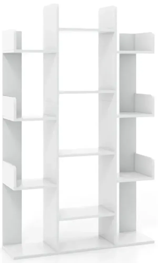 Tree-Shaped Bookshelf with 13 Compartments for Home Office