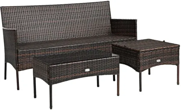 3 Pieces Patio Furniture Sectional Set with 5 Cozy Cushions