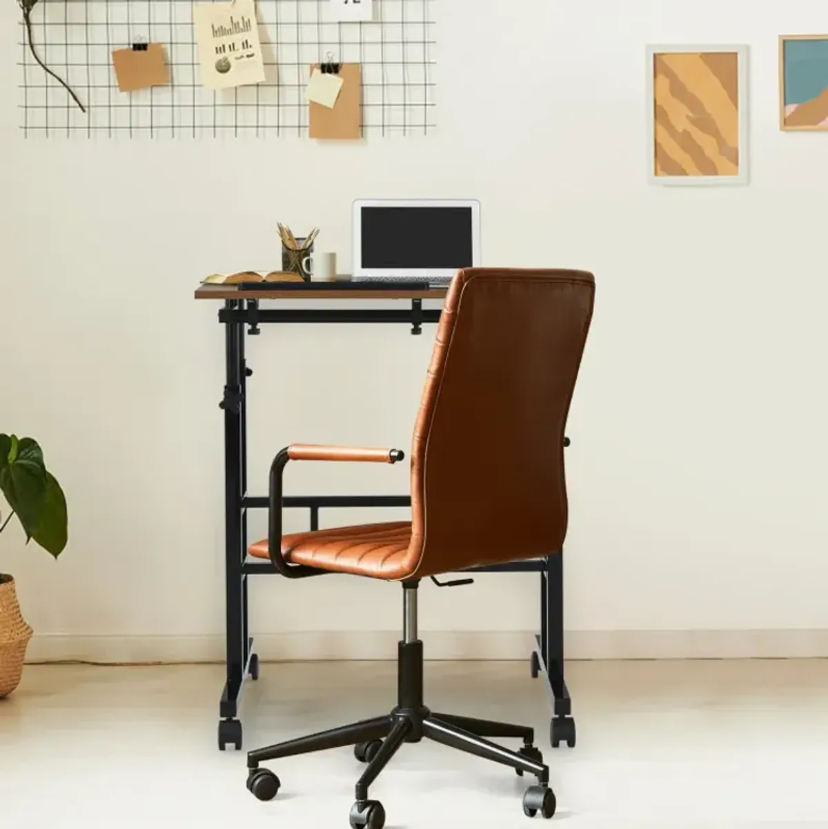 Mobile Stand-up Computer Desk Adjustable with 2 Tilting Desktops