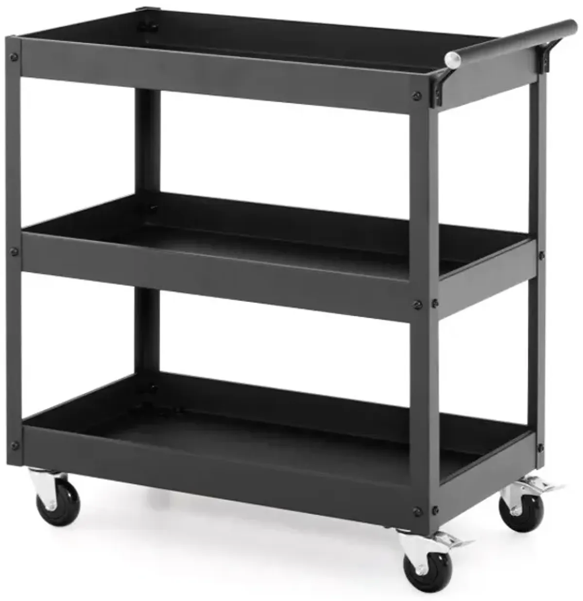 3-Tier Utility Cart with Steel Frame and Four Wheels