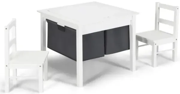 2-in-1 Kids Activity Table and 2 Chairs Set with Storage Building Block Table