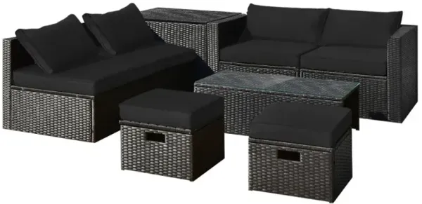 8 Pieces Patio Furniture Set with Storage Box and Waterproof Cover