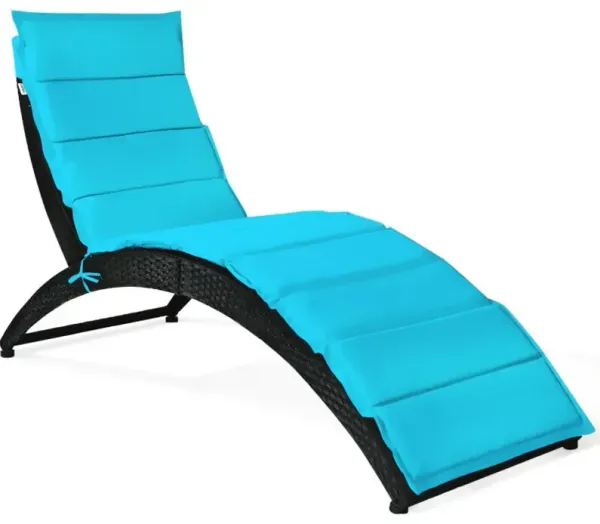 Foldable Patio Lounge Chair with Cushion for Backyard