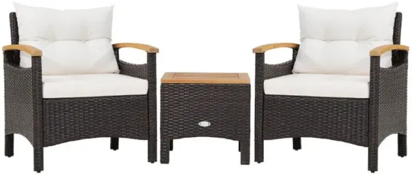 3 Pieces Patio Rattan Furniture Set with Removable Cushions