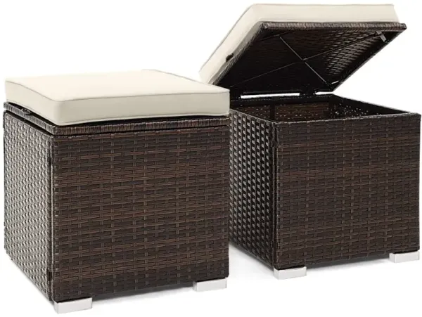 2 Pieces Patio Ottoman with Hidden Storage Space