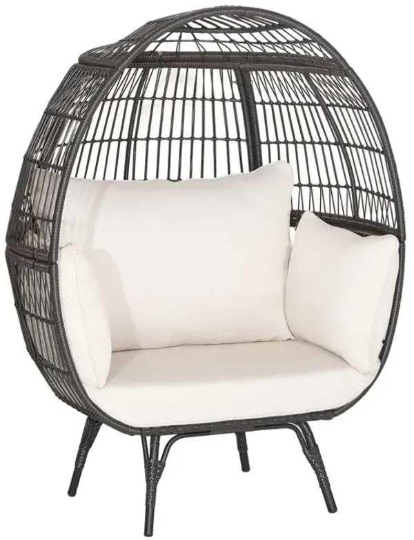 Oversized Patio Rattan Egg Lounge Chair with Cushions Indoor and Outdoor