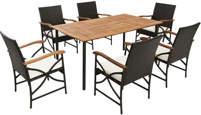 5/7-Piece Outdoor Dining Set with Acacia Wood Table