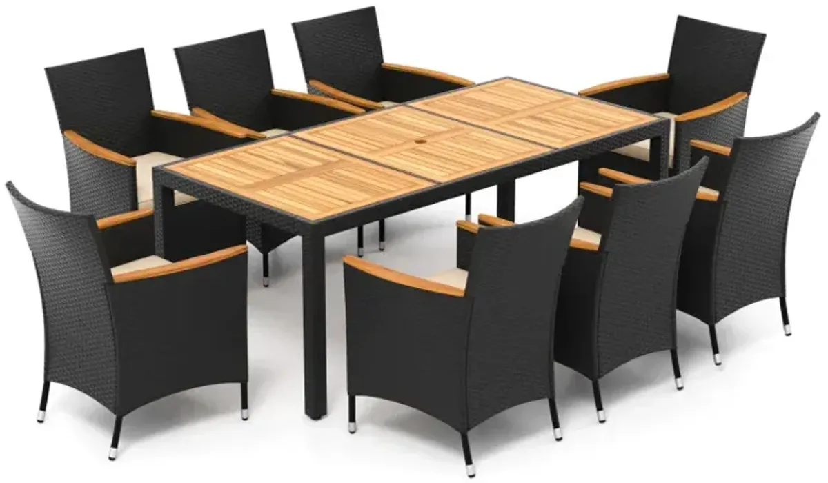 9 Pieces Outdoor Dining Set with Acacia Wood Tabletop for Garden